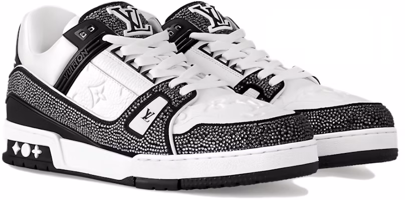 Louis Vuitton LV Trainer Sneakers 'Black White Rhinestones' 1ABM04 Order Louis Vuitton LV Trainer Sneakers 'Black White Rhinestones' 1ABM04