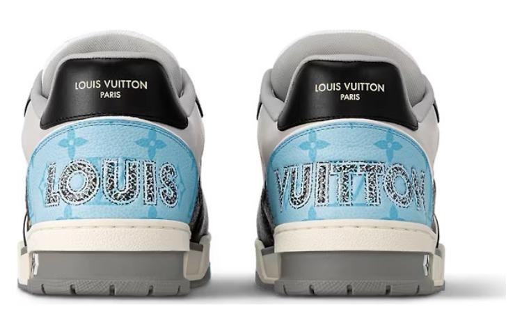 Shop Kasut Louis Vuitton LV Trainer 'Monogram Biru Hitam Kelabu' 1AC50W