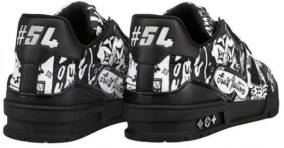 LOUIS VUITTON Trainer 印花 低筒 時尚板鞋 男款 黑白色 Lookbook LOUIS VUITTON Trainer 印花 低筒 時尚板鞋 男款 黑白色