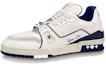 Buy LOUIS VUITTON Trainers 皮革 綁帶 低筒 帆布鞋 男款 藍色