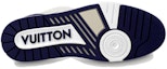 Shop LOUIS VUITTON Trainers 皮革 綁帶 低筒 帆布鞋 男款 藍色