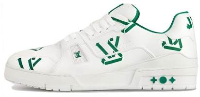 Louis Vuitton LV Trainer Sneakers 'White Green' 1AAGXF Louis Vuitton LV Trainer Sneakers 'White Green' 1AAGXF