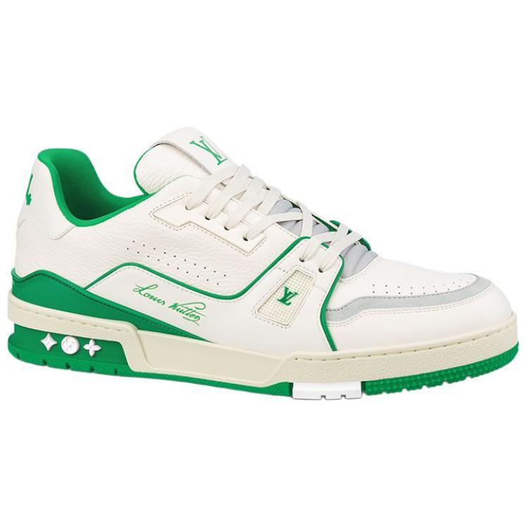 Order Sepatu Louis Vuitton LV Trainer 'Putih Hijau' 1ABFAU