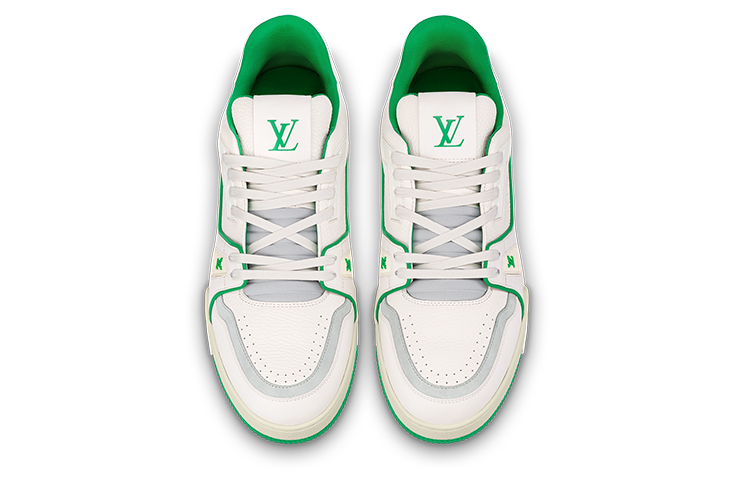 Lookbook Sepatu Louis Vuitton LV Trainer 'Putih Hijau' 1ABFAU
