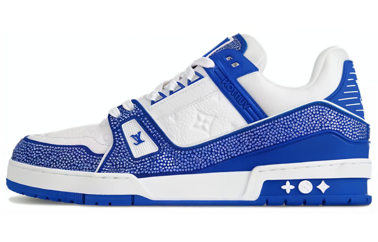 Louis Vuitton LV Trainer Sneakers 'White Monogram with Blue and Rhinestones' 1AC5AE
