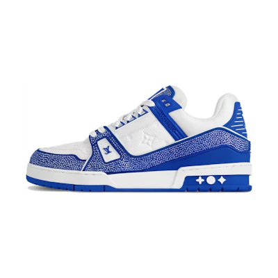 LV LV Trainer Sneakers 'White Monogram with Blue and Rhinestones'