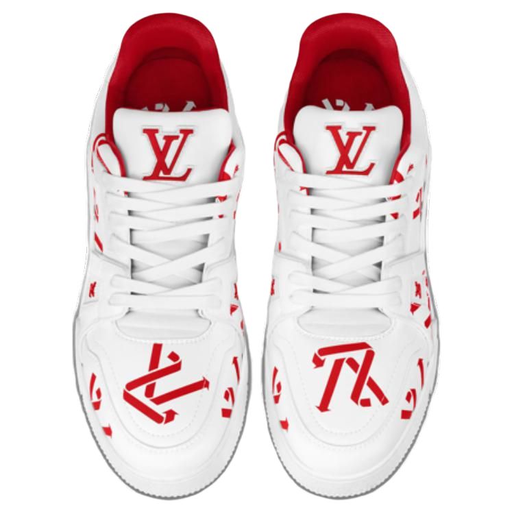 Lookbook Louis Vuitton Sepatu LV Trainer 'Putih Merah' 1AAGYH