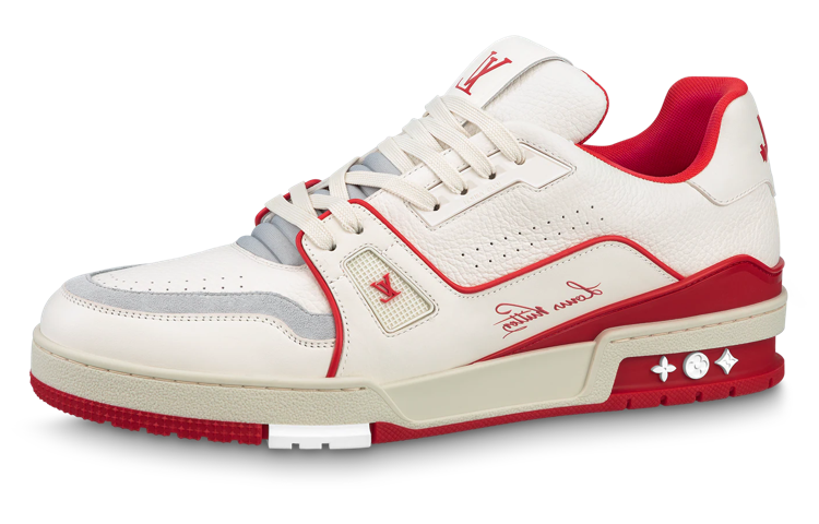 Sepatu Louis Vuitton LV Trainer 'Putih Merah Abu' 1ABFBI