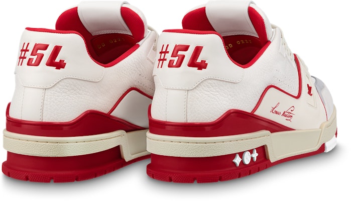 Sepatu Louis Vuitton LV Trainer 'Putih Merah Abu' 1ABFBI Lookbook Sepatu Louis Vuitton LV Trainer 'Putih Merah Abu' 1ABFBI