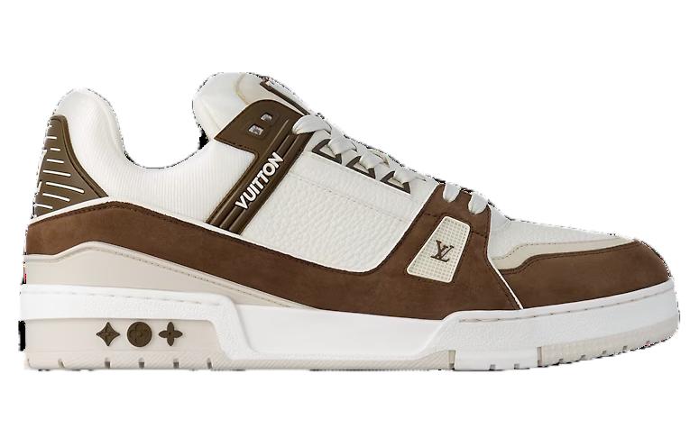 Lookbook Sepatu Louis Vuitton LV Trainers 'Beige Cokelat' 1ABLV8