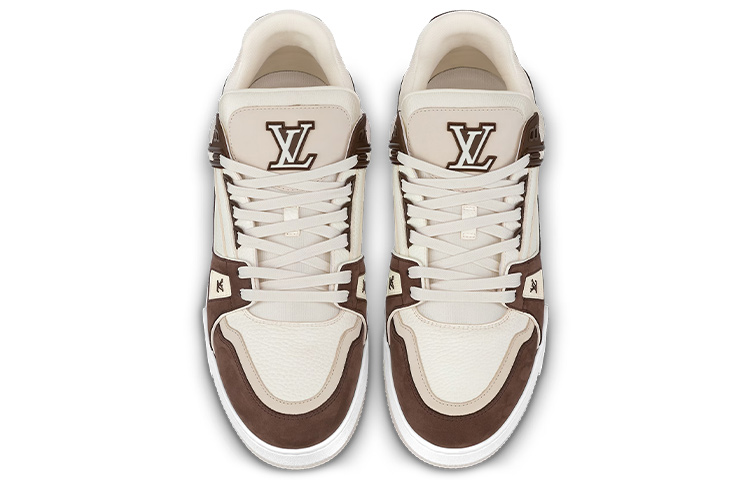 Shop Sepatu Louis Vuitton LV Trainers 'Beige Cokelat' 1ABLV8
