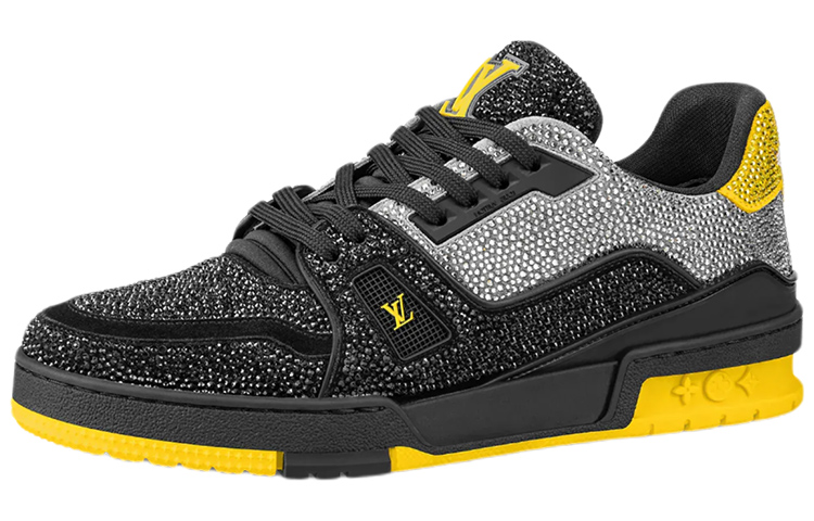Louis Vuitton LV Trainers 'Black Grey Yellow Crystals' 1A9JXJ