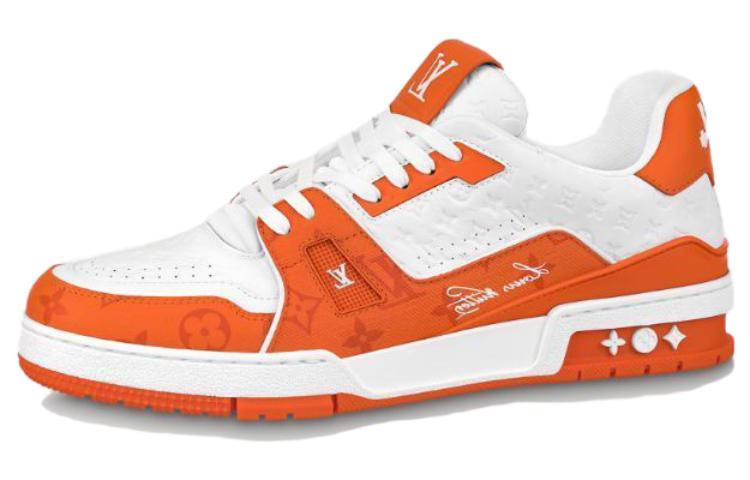 Buy LOUIS VUITTON 教練員 皮革 系帶圓頭 低筒 溜板鞋 男款 橙色