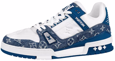 Louis Vuitton LV Trainers 'White with Denim Monogram' 1A9JGO Louis Vuitton LV Trainers 'White with Denim Monogram' 1A9JGO