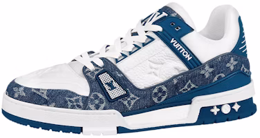 Louis Vuitton LV Trainers 'White with Denim Monogram' 1A9JGO Louis Vuitton LV Trainers 'White with Denim Monogram' 1A9JGO