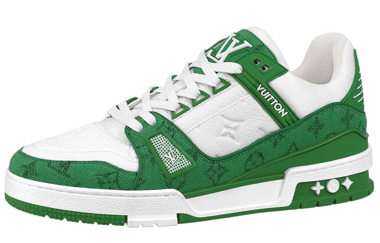 Louis Vuitton LV Trainers 'White with Green Monogram' 1A9JI1