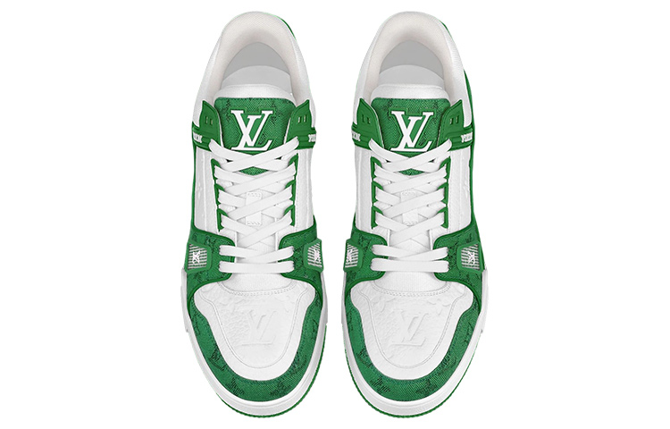 Shop Louis Vuitton 路易威登 Trainer 低筒休閒板鞋 綠白#送禮推薦