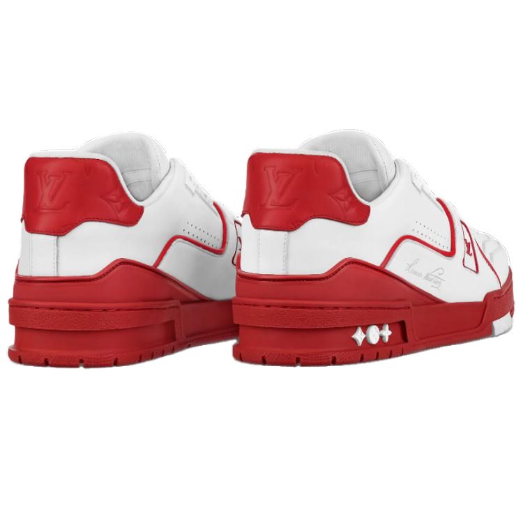 Shop LOUIS VUITTON 訓練師系列 休閒板鞋 男款 白紅