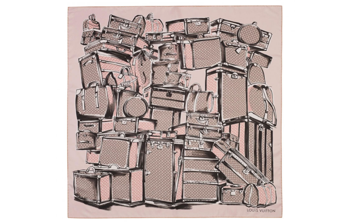 LOUIS VUITTON LV Trunks Scarf/Silk Scarf Pink. M73985 圖 2