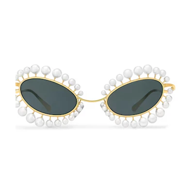Louis Vuitton LV Wire Pearls Sunglasses Gold/Black Lenses (Z2393U)