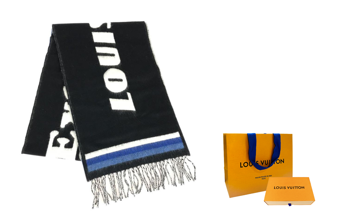 Louis Vuitton LV Wool Scarf Black/Blue M73439 圖 7