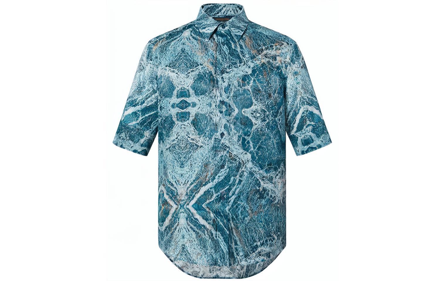 Order LOUIS VUITTON Marble Print Casual Short Sleeve Shirt Blue Menswear. 1A9782