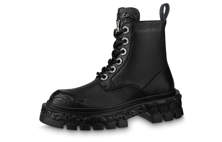 Louis Vuitton Martin Boot 'Leather Interwoven Monogram Flowers' Black 1AB8NF