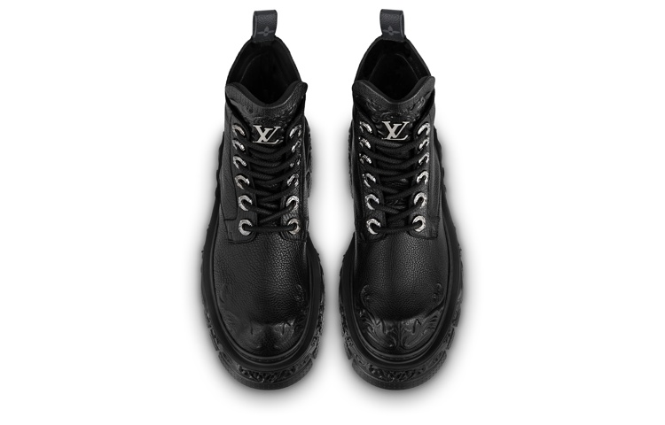 Lookbook Bottes Louis Vuitton Martin ''Cuir Monogram Fleuri Entrelacé'' Noir 1AB8NF