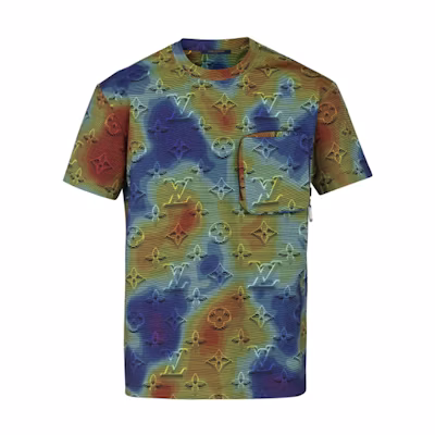 LOUIS VUITTON Men’s Solid Color Print Short Sleeve T-Shirt Multicolor 1A5WA3