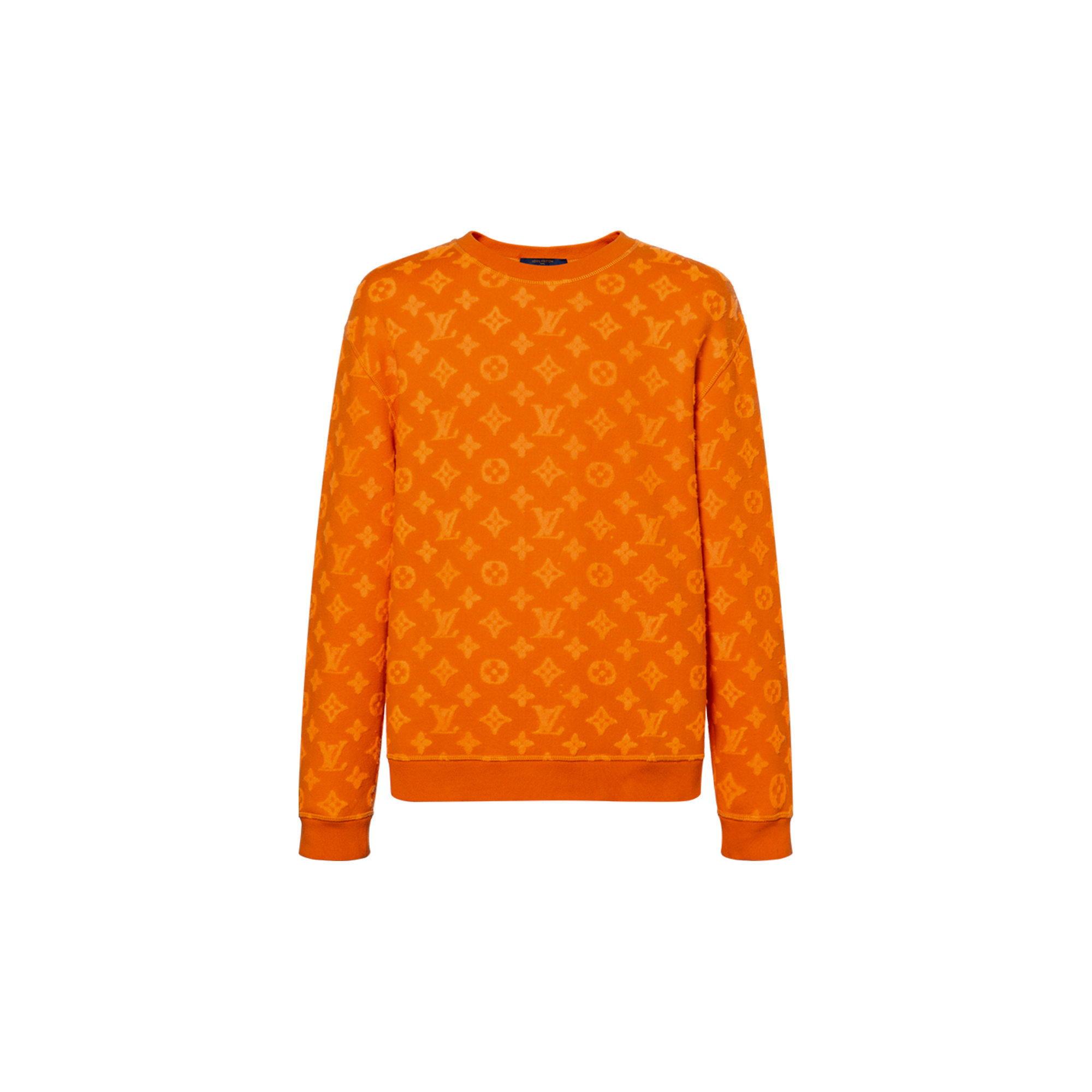 Louis Vuitton Mens Orange Logo Knit Crewneck Sweater 1A5CPG