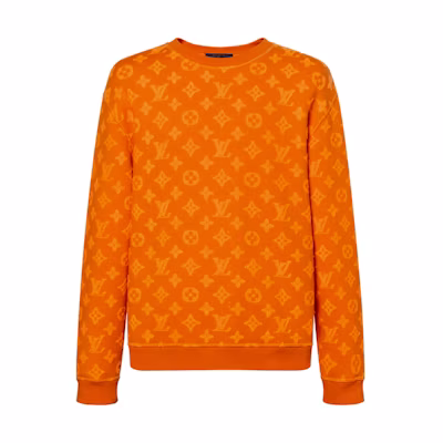 Louis Vuitton Mens Orange Logo Knit Crewneck Sweater 1A5CPG