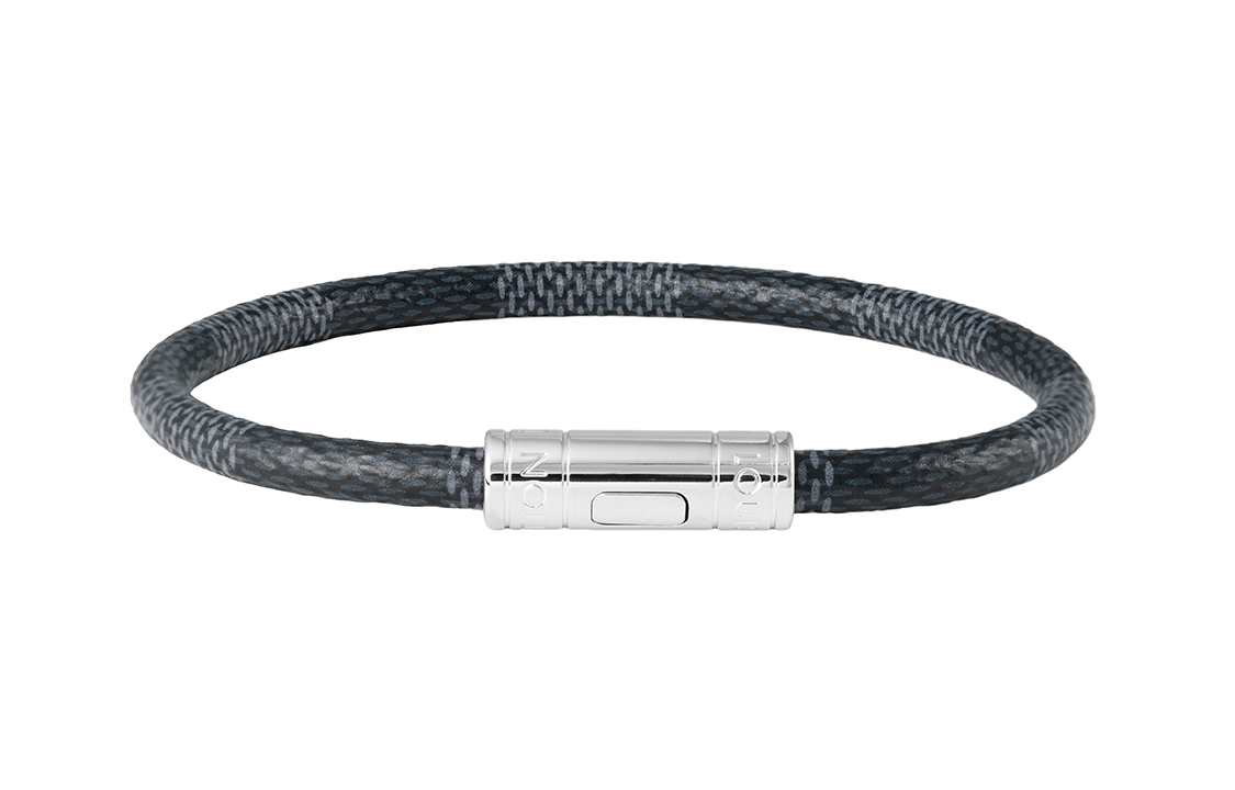 Shop Pulsera LOUIS VUITTON Logo Metálico de Lona Negro/Gris M6299