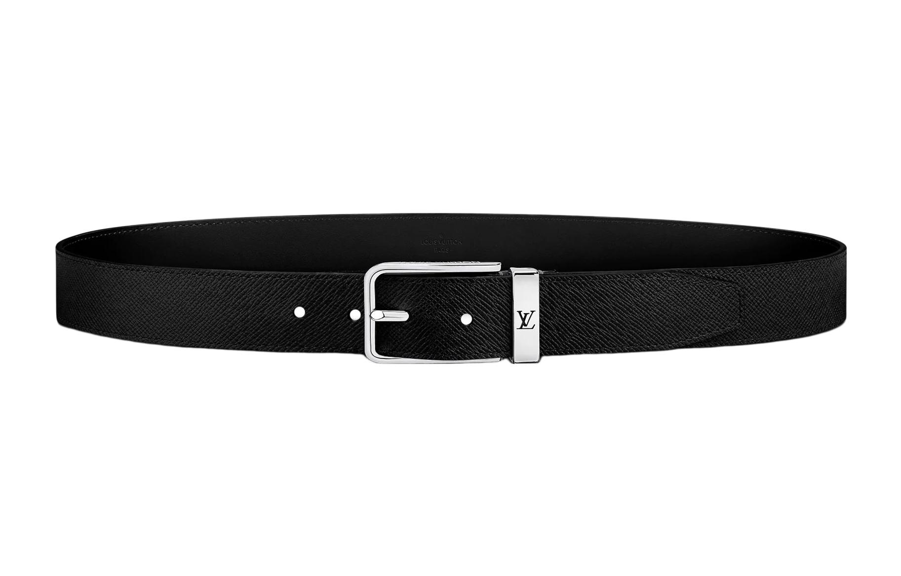 Louis Vuitton Metal Logo Leather Belt for Men - 3.5cm Wide Strap M0000