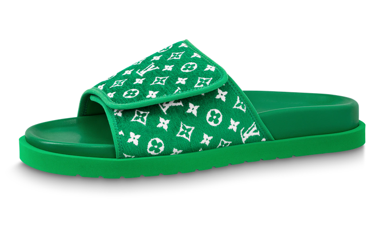 Louis Vuitton Miami 'Green Velcro Flat Sandal' 1ABNU9