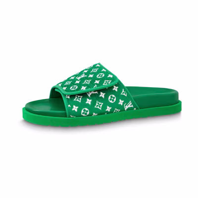 LV Miami 'Green Velcro Flat Sandal'