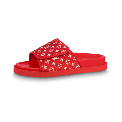 LV Miami 'Red Velcro Flat Sandal'