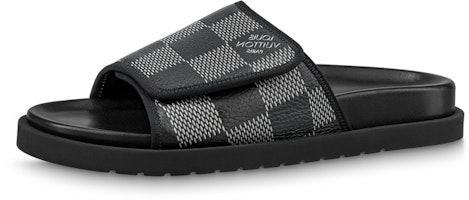 Louis Vuitton Miami Leather 'Velcro Comfort Slip-on' Fashion Slide 'Black Grey' 1AANB7 Louis Vuitton Miami Leather 'Velcro Comfort Slip-on' Fashion Slide 'Black Grey' 1AANB7
