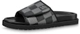 Louis Vuitton Miami Kulit 'Velcro Comfort Slip-on' Fesyen Slide 'Hitam Kelabu' 1AANB7
