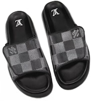 ルイ・ヴィトン マイアミ レザー ベルクロ コンフォート スライド 黒/灰 1AANB7 Lookbook ルイ・ヴィトン マイアミ レザー ベルクロ コンフォート スライド 黒/灰 1AANB7