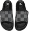 Shop Louis Vuitton Miami Kulit 'Velcro Comfort Slip-on' Fesyen Slide 'Hitam Kelabu' 1AANB7