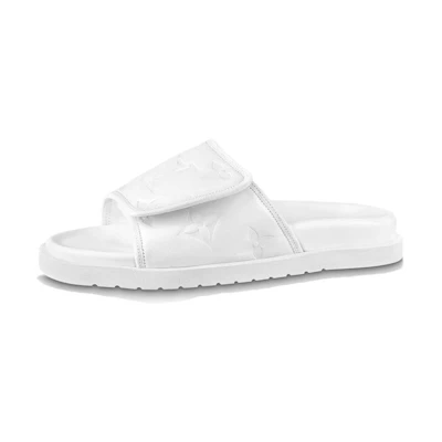LV Miami Leather 'White Velcro Flat'