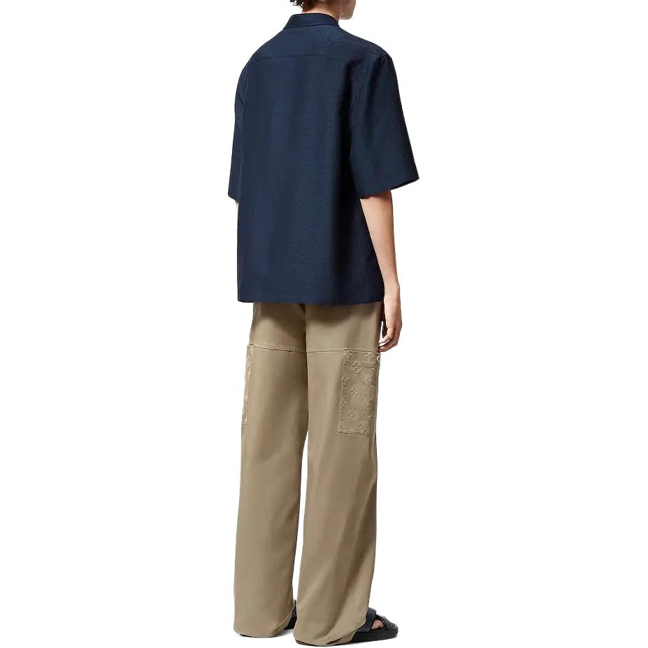 Shop 路易威登迷你压纹Logo海军蓝宽松版型衬衫 男士FW24 1AFRND