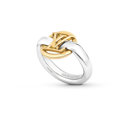 LOUIS VUITTON Minimalist Logo Metal Ring Unisex Gold/Silver. M00615