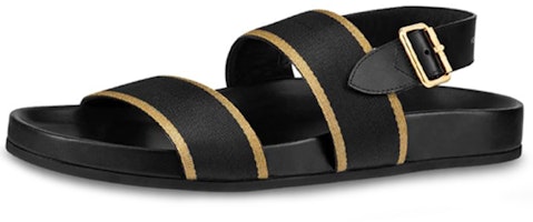 Louis Vuitton Mirabeau Canvas and Calf Leather Sandal 'Black' 1A4B8D Louis Vuitton Mirabeau Canvas and Calf Leather Sandal 'Black' 1A4B8D