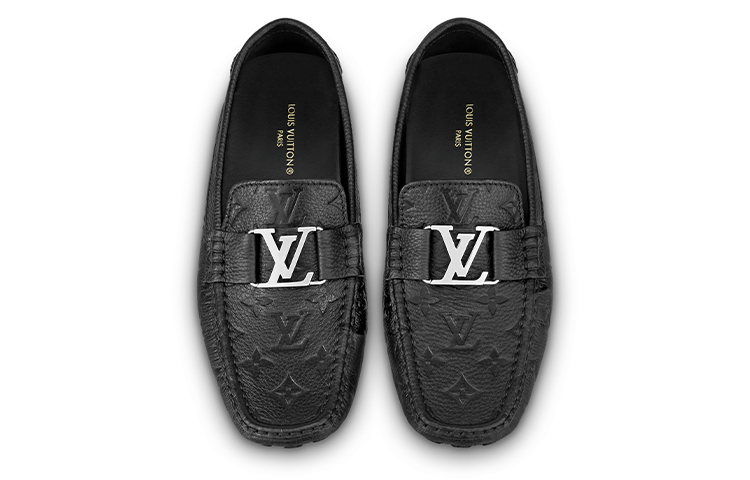 Lookbook Louis Vuitton Moccasin 'Black Grained Leather' 1A9F9K