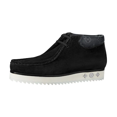 LV Mods Ankle Boots 'Black Suede with Faded Monogram Collar'