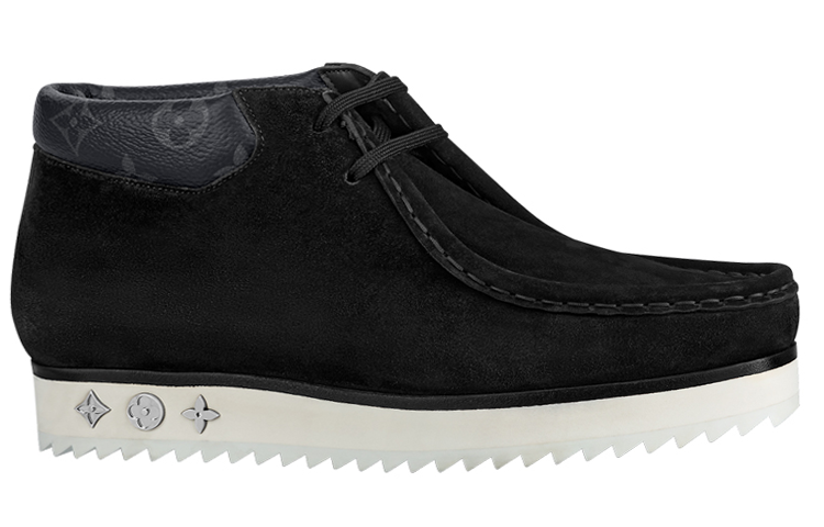 Order Louis Vuitton Mods Sepatu Boot Hitam Suede dengan Kerah Monogram Pudar 1A8JSZ