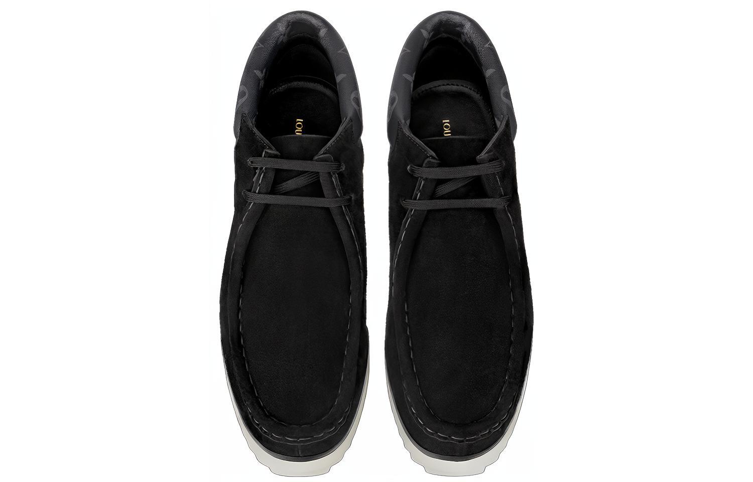 Lookbook Louis Vuitton Mods Sepatu Boot Hitam Suede dengan Kerah Monogram Pudar 1A8JSZ