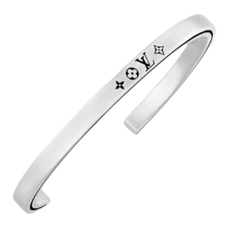 LOUIS VUITTON Monogram 925 Silver Unisex Couple Bracelet - Silver. M1150A