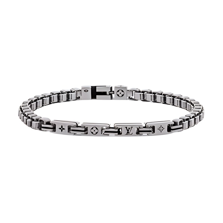 LOUIS VUITTON Monogram 925 Silver Unisex Couple Bracelet - Silver M1149